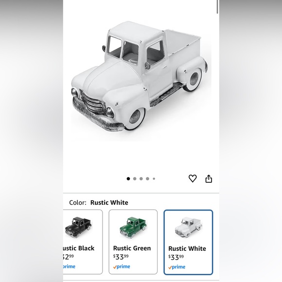 Farmhouse White Truck Decor, Vintage Metal Farm Truck Decor - Picture 3 of 11